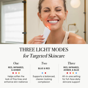 reVive Lux red light wand highlights anti aging care during routine skincare.