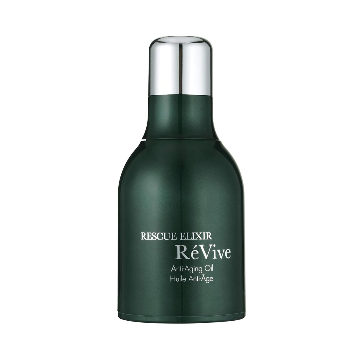 RéVive Rescue Elixir overnight face oil bottle close-up showing rich hydration