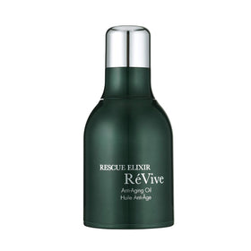 RéVive Rescue Elixir overnight face oil bottle close-up showing rich hydration