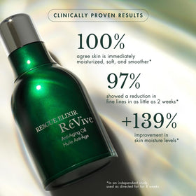 Close-up texture of RéVive Rescue Elixir oil for a luxurious finish