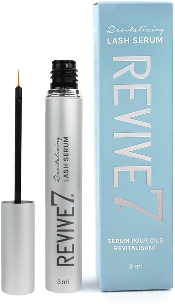 Revive7 lash serum bottle with flocked brush for precise lash line application