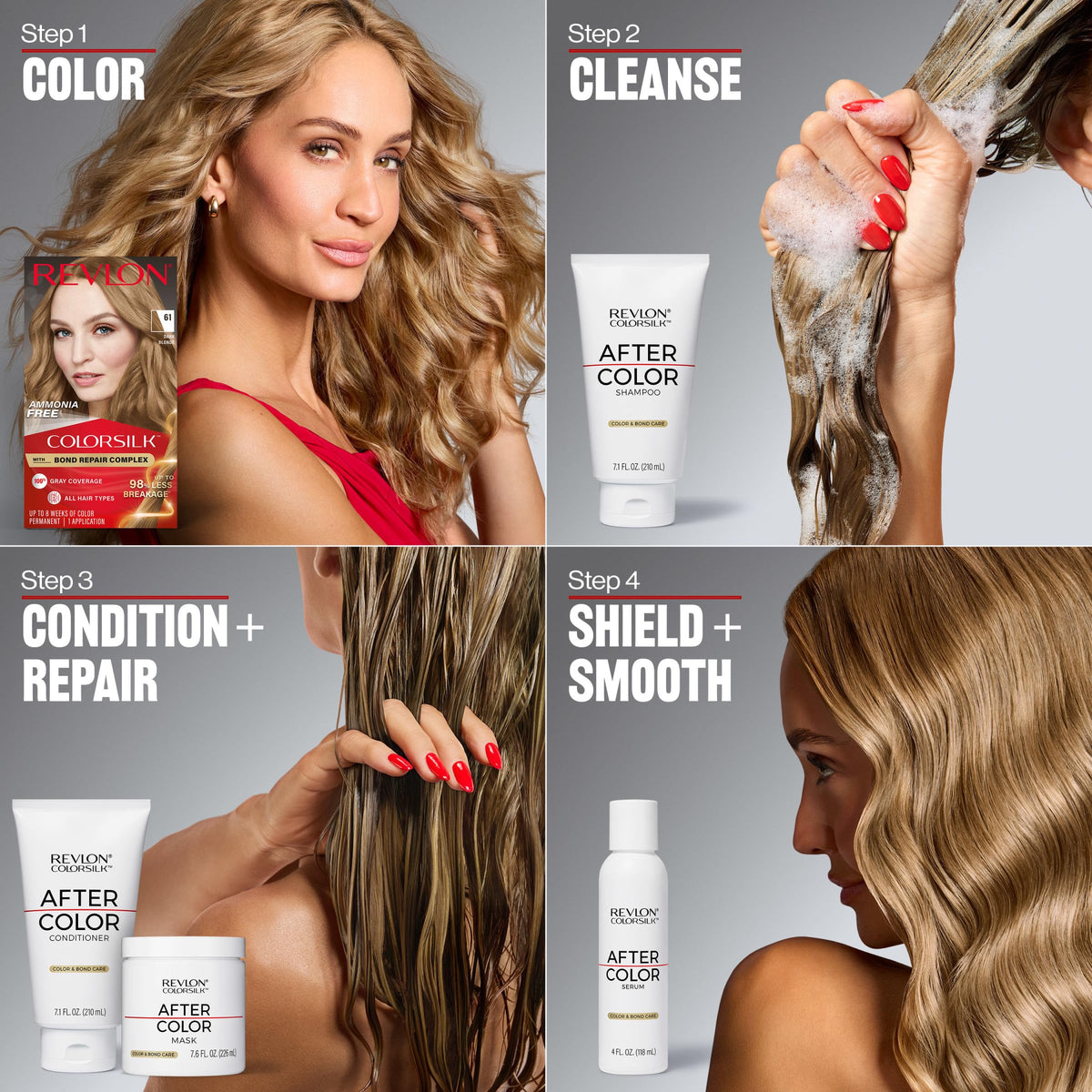 Revlon After Color guide poster for at-home color steps