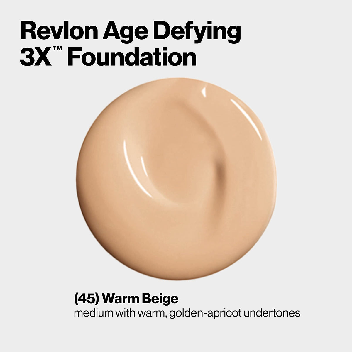 Swatch of Revlon Age Defying 3X Foundation for true shade matching.