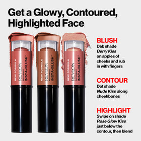 Easy dab-on application on cheeks for on-the-go color.