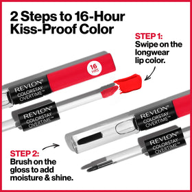REVLON Clear gloss topcoat delivers shine and moisture on lips.