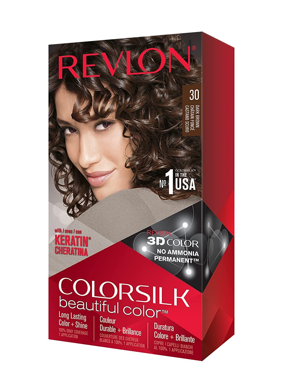 Revlon ColorSilk 30 Dark Brown hair color result preview after application