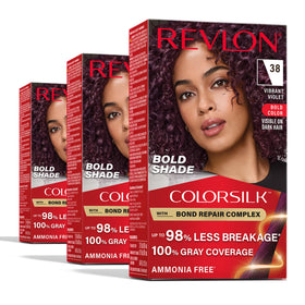 REVLON Colorsilk bottle in violet showing rich color