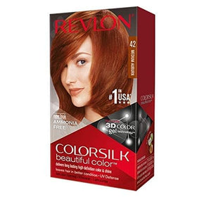 Revlon ColorSilk 42 Medium Auburn color-cream tube ready for even coverage.