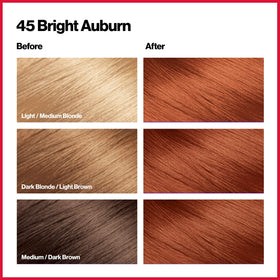 Colorsilk 45 Bright Auburn shade swatches for color selection.