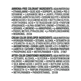 REVLON Colorsilk shade comparison card highlights uniform tone across hair.
