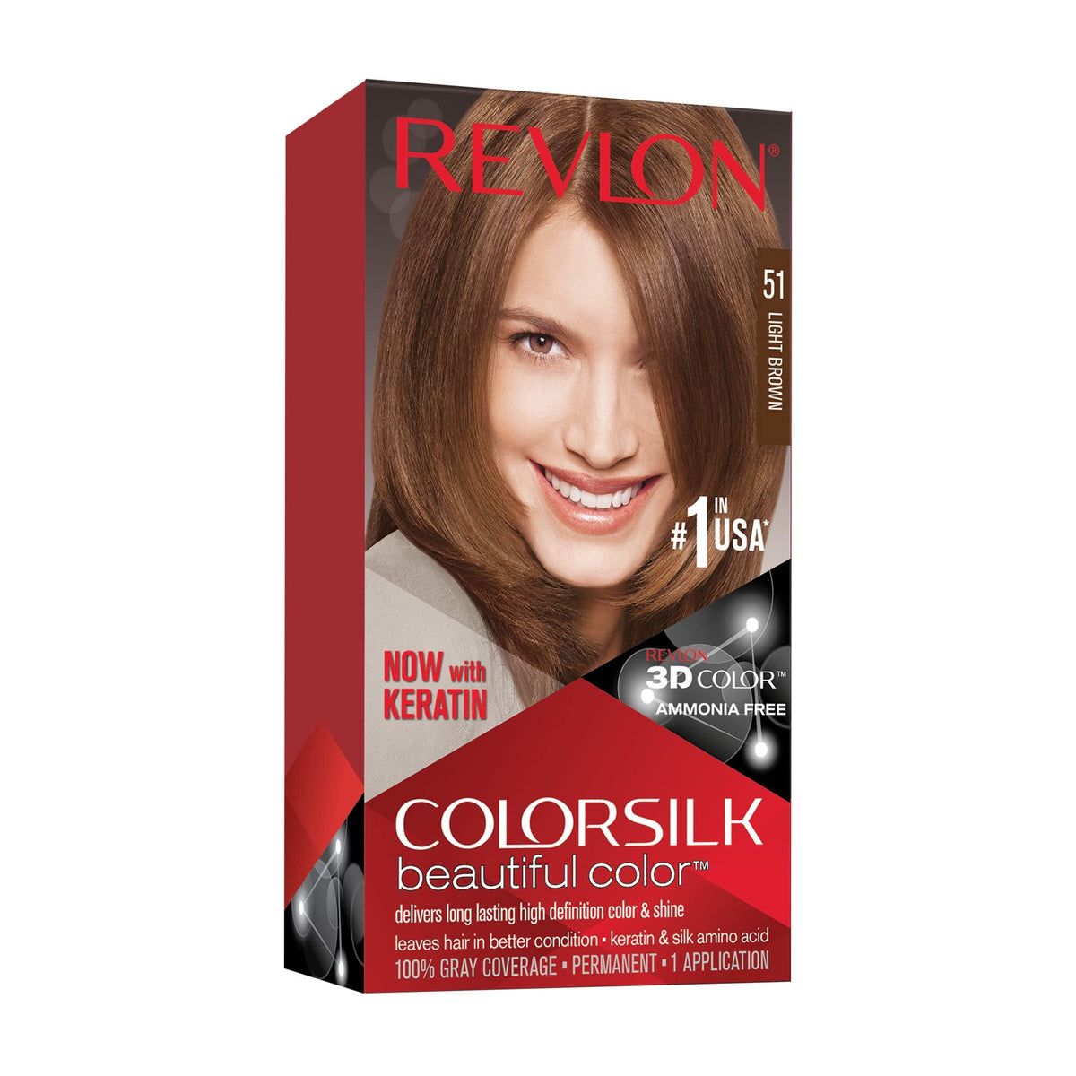 REVLON Colorsilk 6-piece kit packaging ready for at-home coloring.