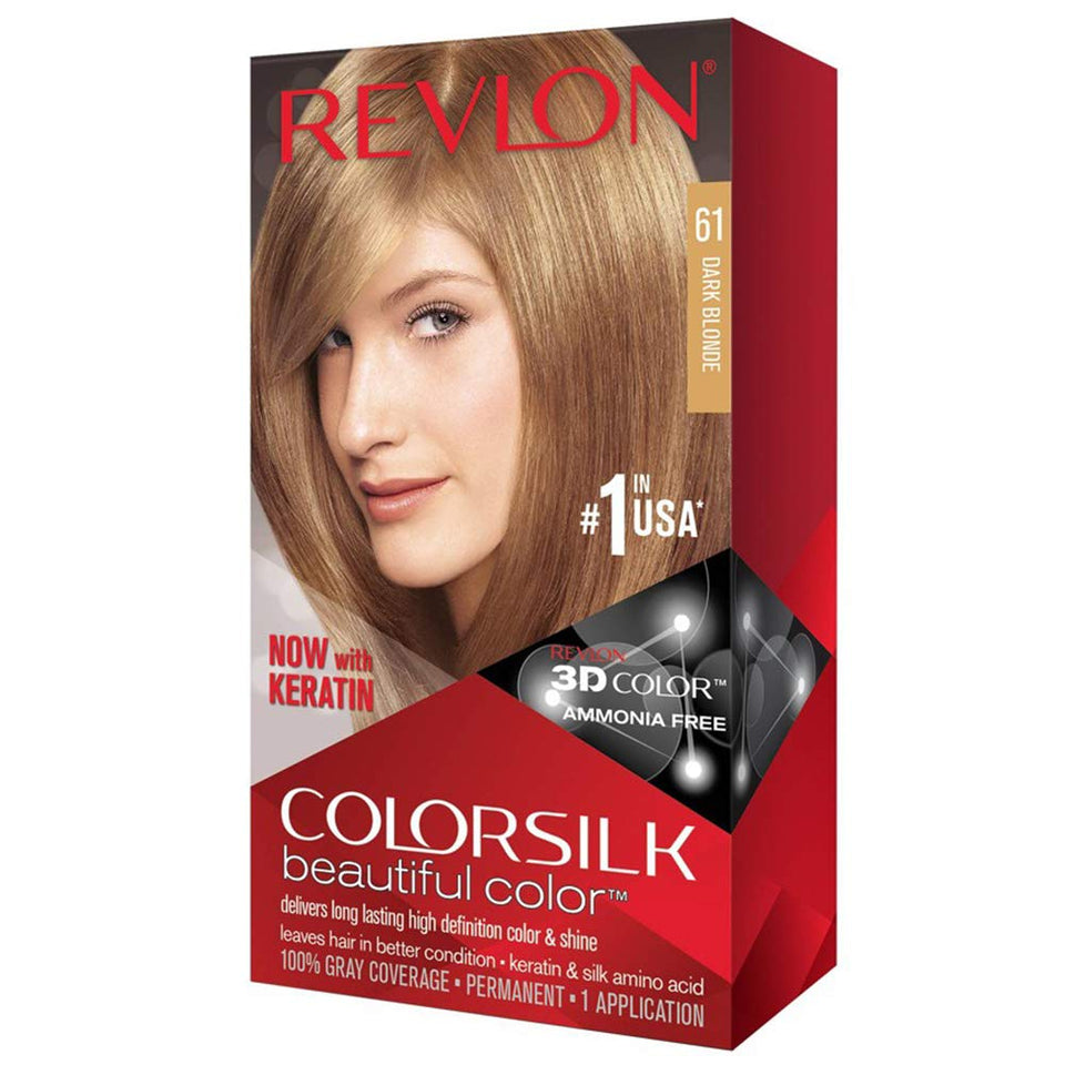 REVLON ColorSilk Dark Blonde 61 during application for long-lasting shine and gray coverage