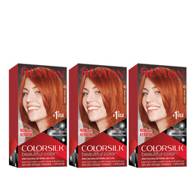 REVLON Colorsilk box packaging for at-home hair color kit.