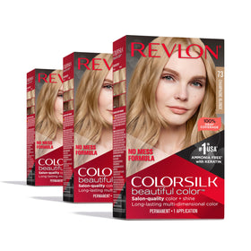Revlon ColorSilk Champagne Blonde 3-pack box front showing at-home color option