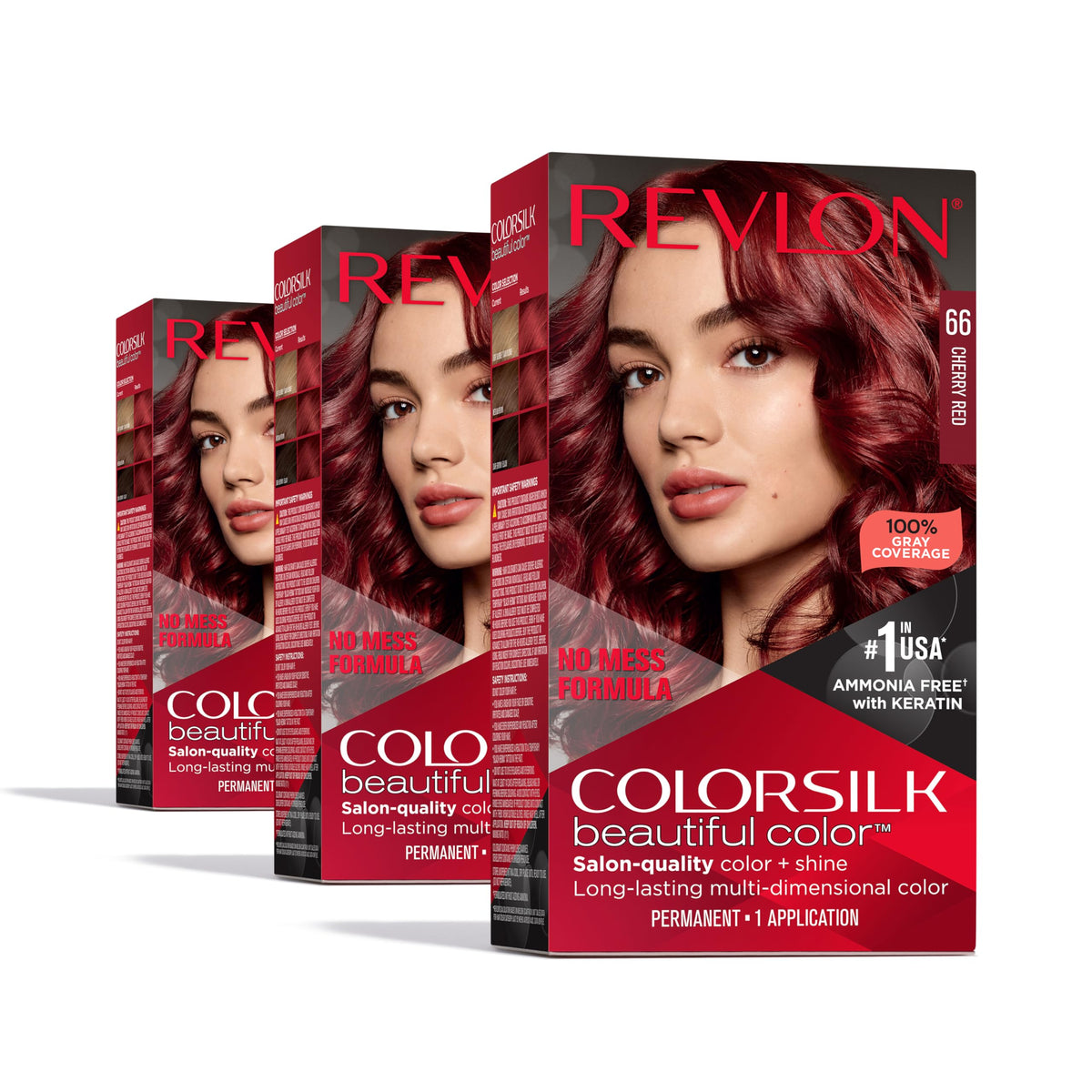REVLON Colorsilk Cherry Red old version hair color kit for at-home use with gray coverage