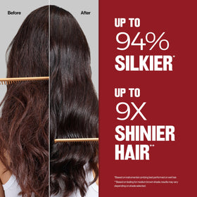 Close-up of glossy color result after ColorSilk coloring