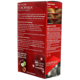 Revlon ColorSilk keratin-enriched formula close-up promoting hair conditioning.