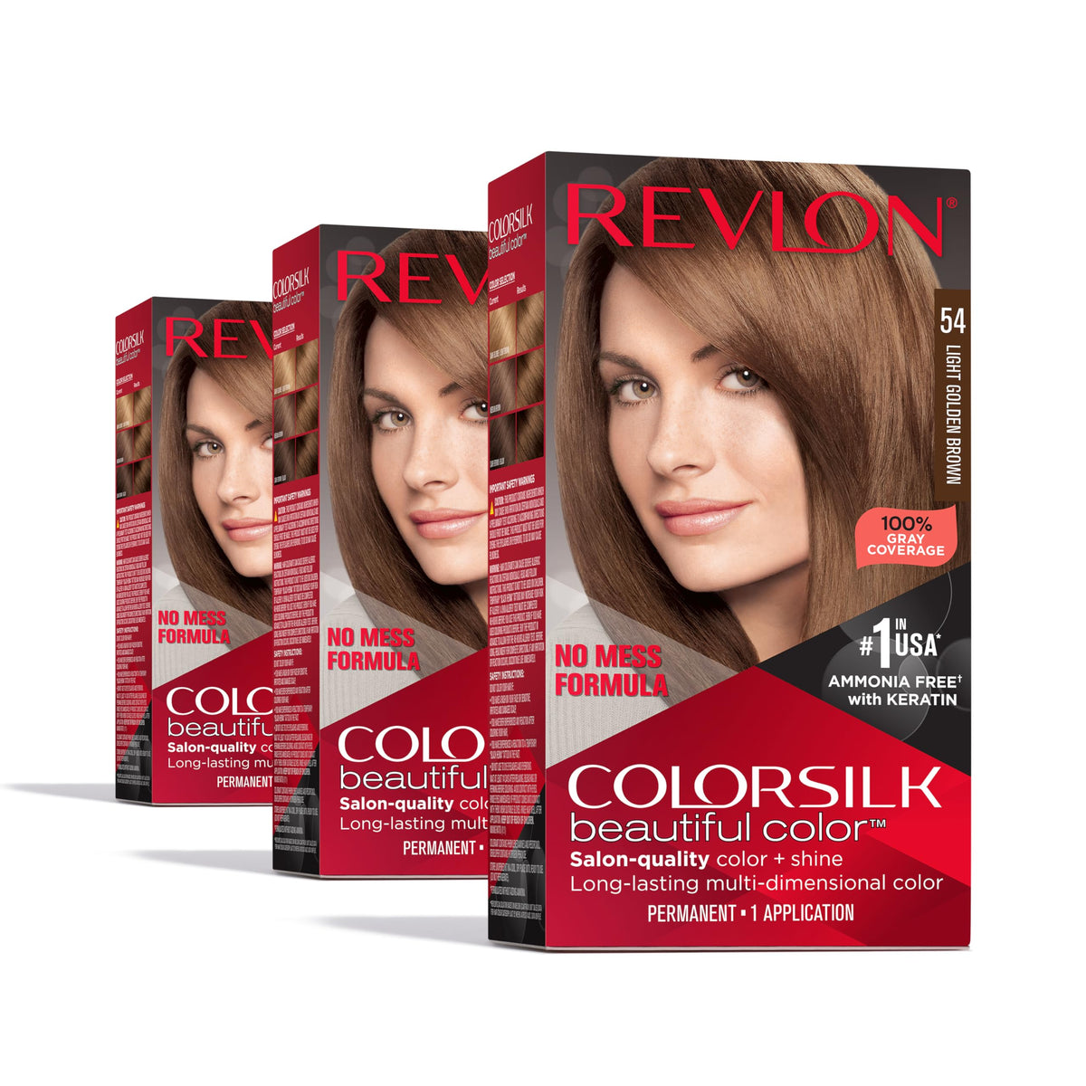 REVLON Colorsilk Light Golden Brown pack for at-home color with lasting shine