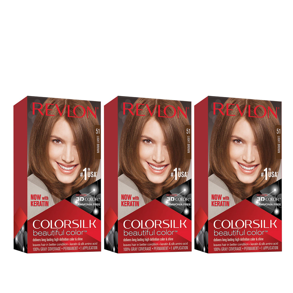REVLON Colorsilk permanent hair color box for at-home gray coverage.