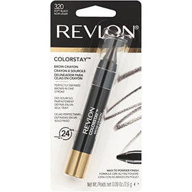 Revlon ColorStay Brow Crayon Soft Black being applied for precise brow shape