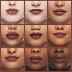 Close-up of REVLON ColorStay Ultimate Suede Ingenue 002 lip swatch with velvet finish