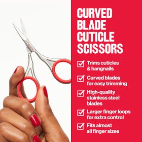 Revlon Cuticle Scissors in durable tempered stainless steel for longevity.