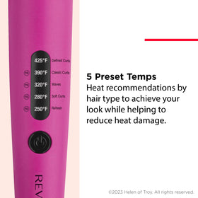 REVLON Easy Heat five presets display in use for quick heat selection.