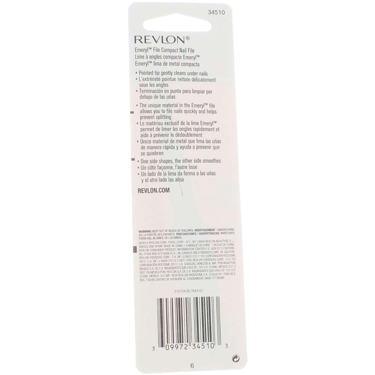 Revlon Emeryl File two-sided design for shaping and smoothing.