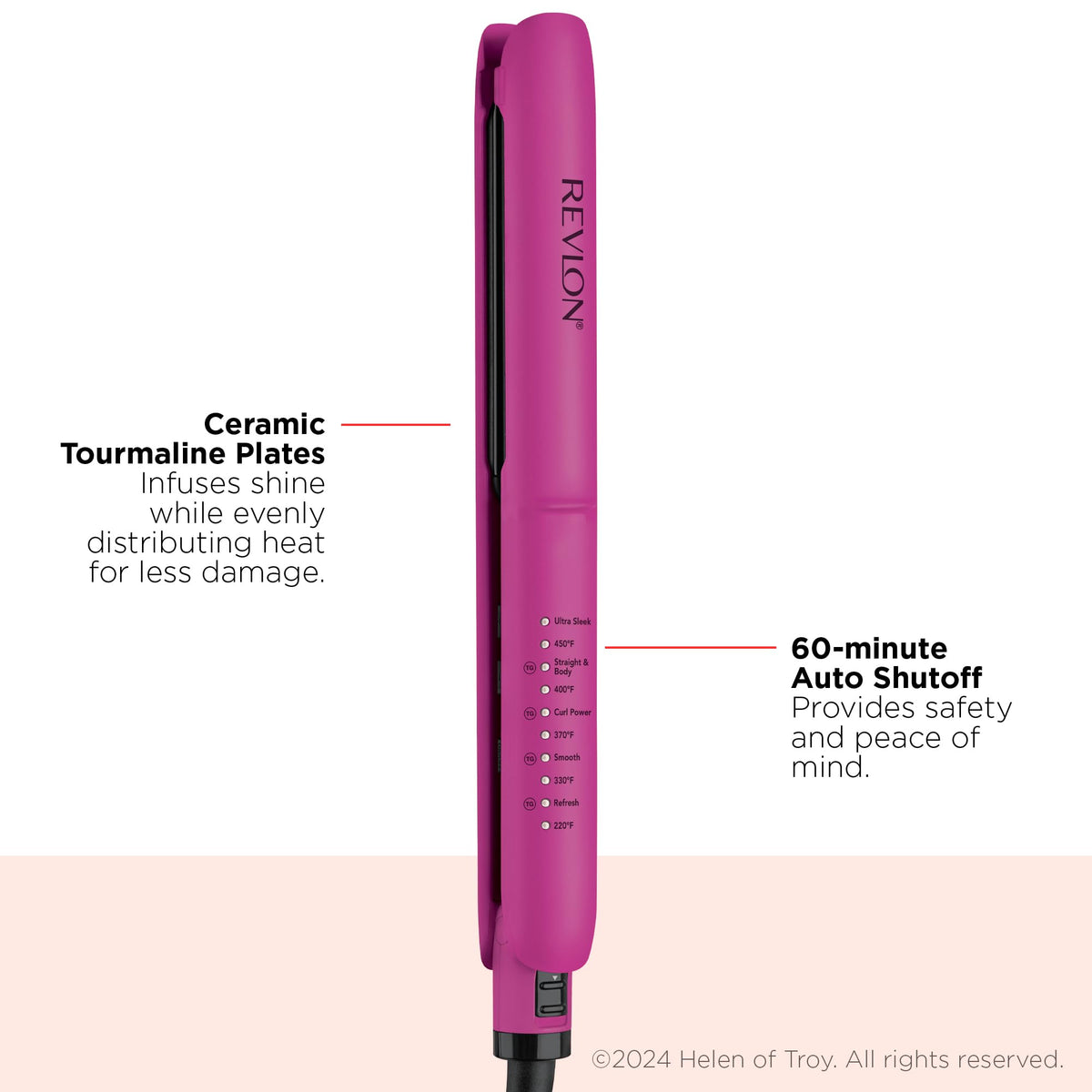 REVLON flat iron with even heat distribution for consistent styling