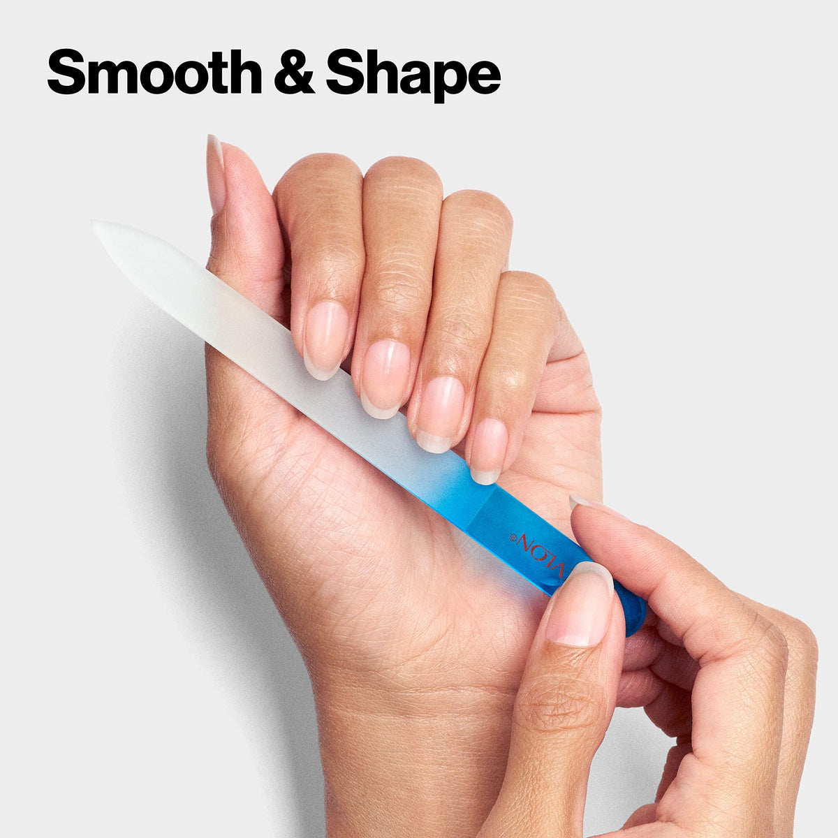 REVLON Glass Nail File sterilizes under light after use for hygiene