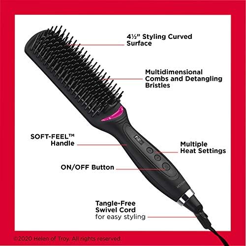 Revlon brush displaying heat settings up to 430°F and LED memory for temperature recall