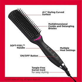 Revlon brush displaying heat settings up to 430°F and LED memory for temperature recall