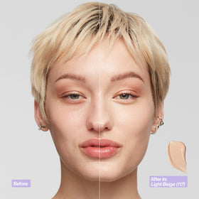 REVLON Illuminance swatches 209 Buff Beige on skin showing true shade.