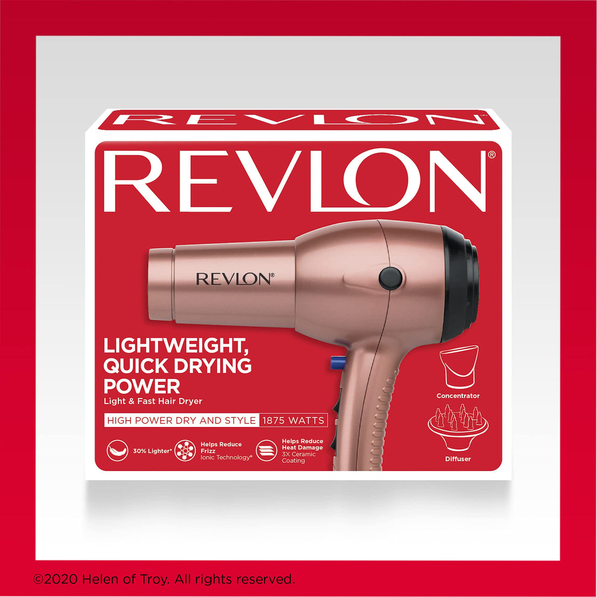 Lightweight design of Revlon Light & Fast Hair Dryer reduces styling fatigue