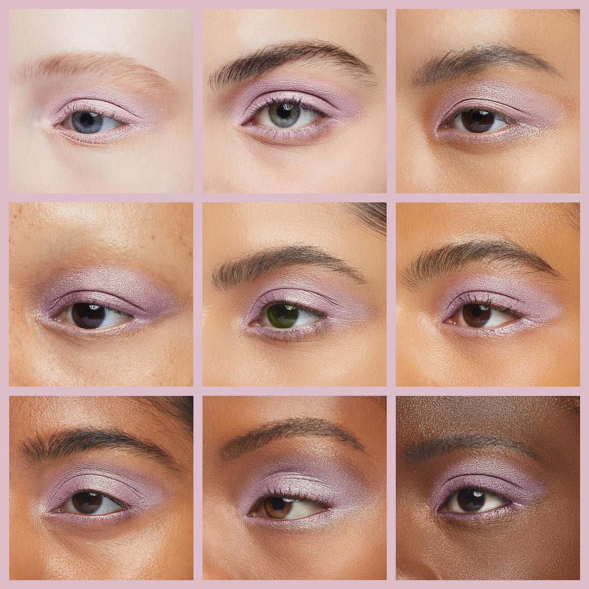 REVLON Diamond Lust Eye Shadow Starry Pink close-up shows muted metallics and sparkling finish for versatile looks.