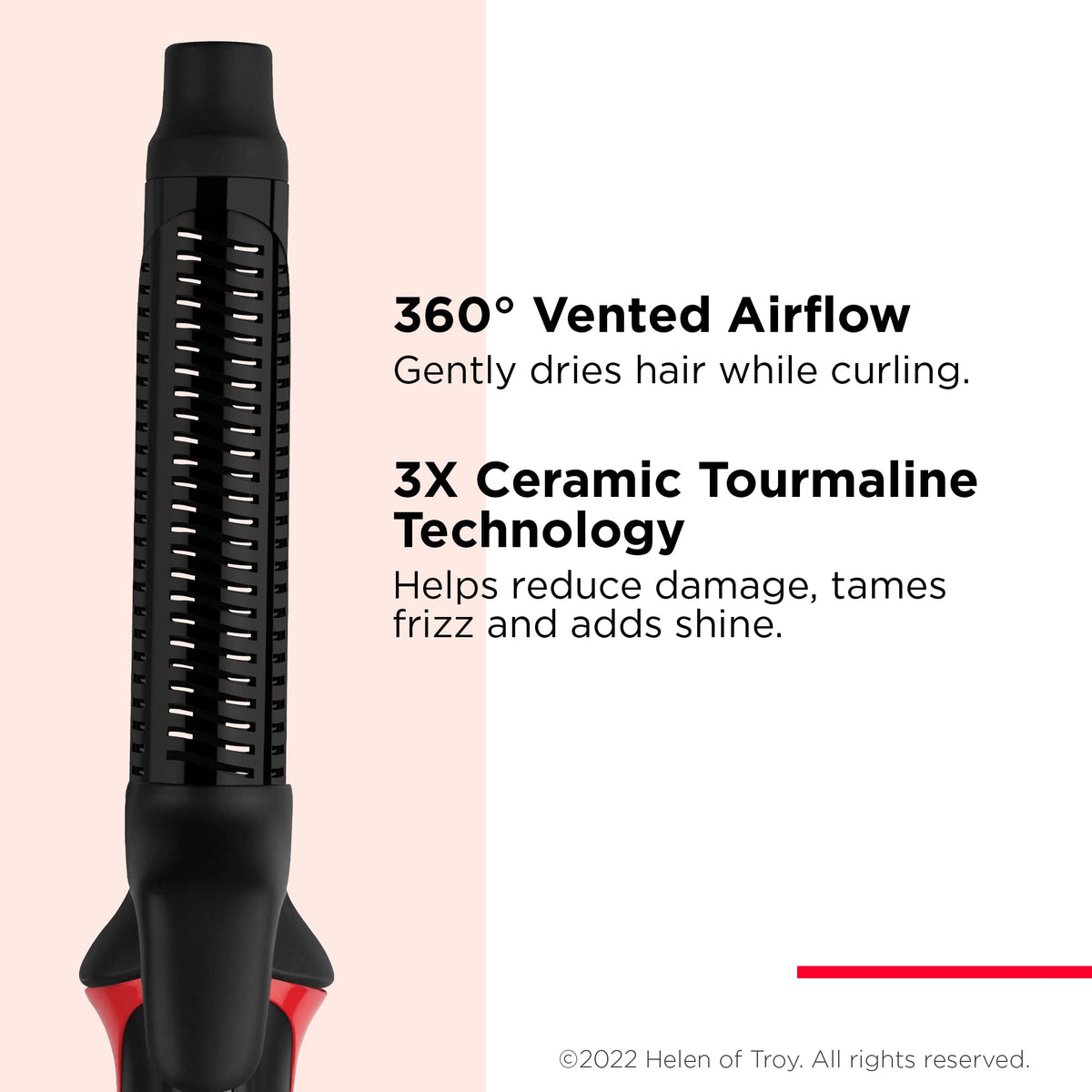 REVLON One-Step Blowout Styler 360° vented barrel ensures even heat application.