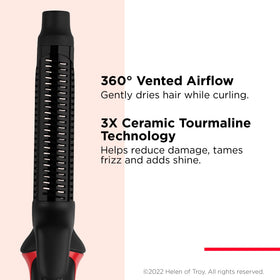 REVLON One-Step Blowout Styler 360° vented barrel ensures even heat application.