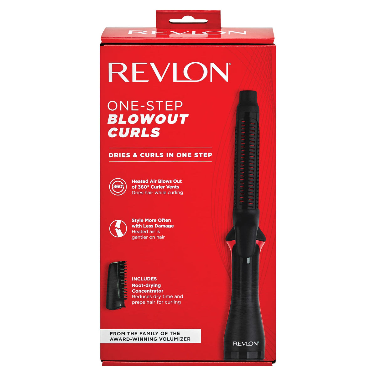 REVLON One-Step Blowout Styler in action curling while drying.
