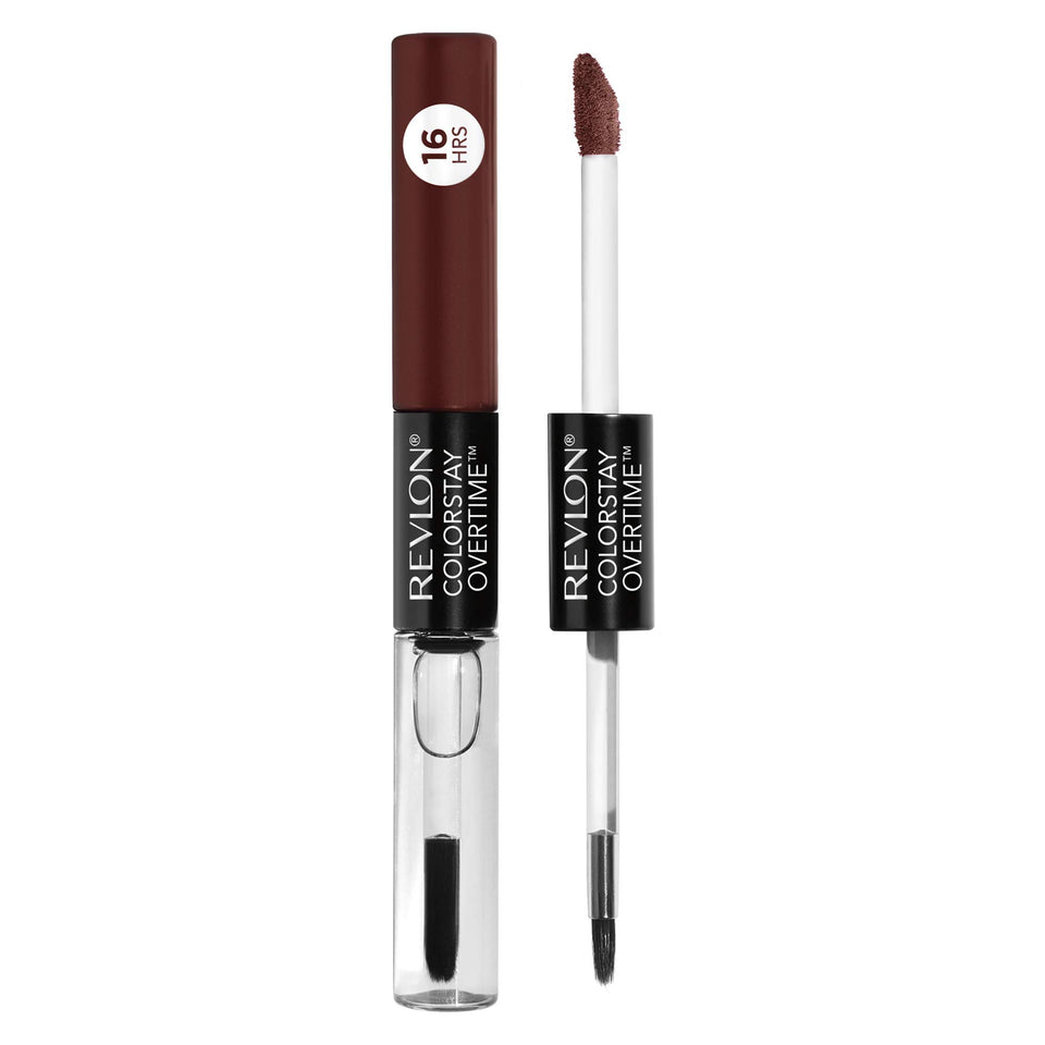 REVLON Overtime Lip Color dual-ended lipstick close-up swatch showing color payoff.