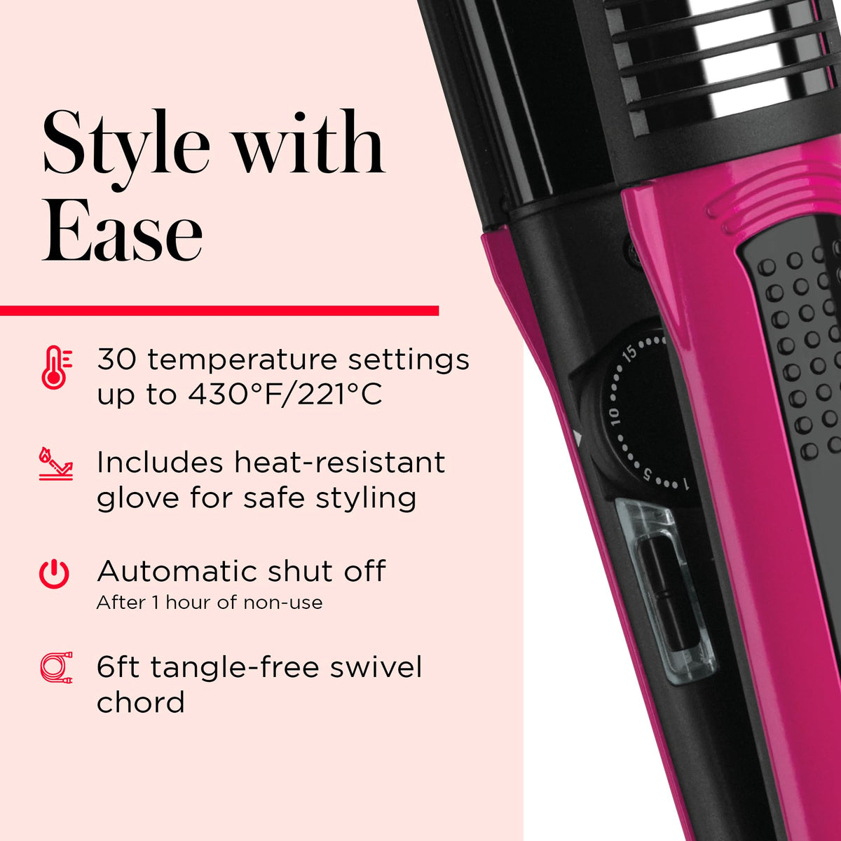 REVLON Perfect Match Flat Iron cool tip and 6-ft swivel cord