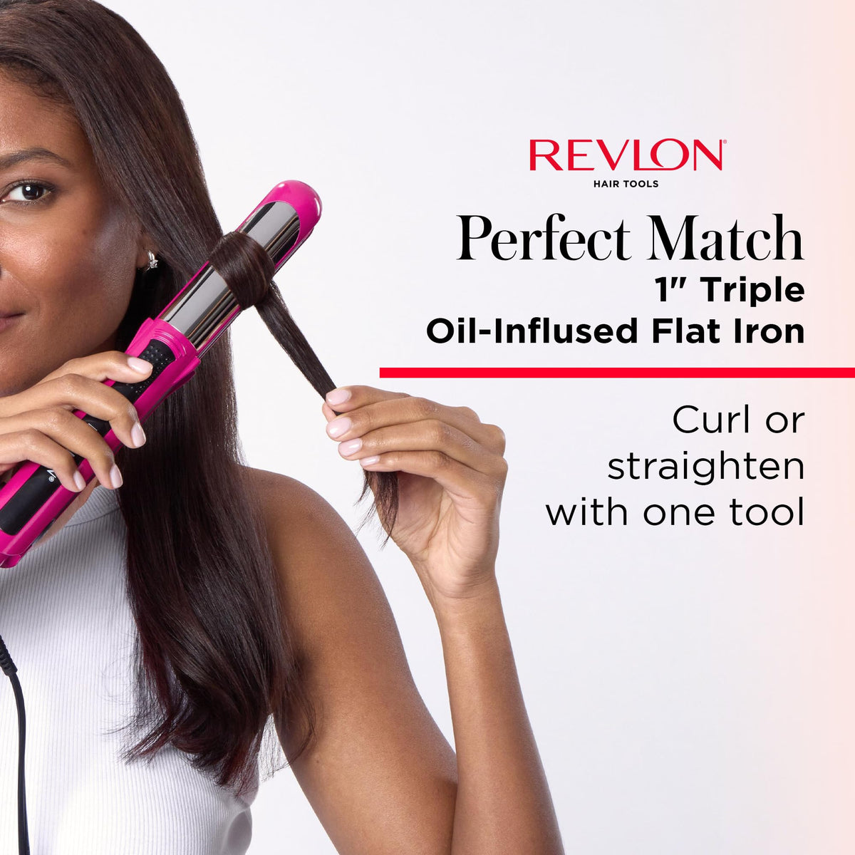 REVLON Perfect Match Flat Iron curved outer plates in curling mode for soft waves