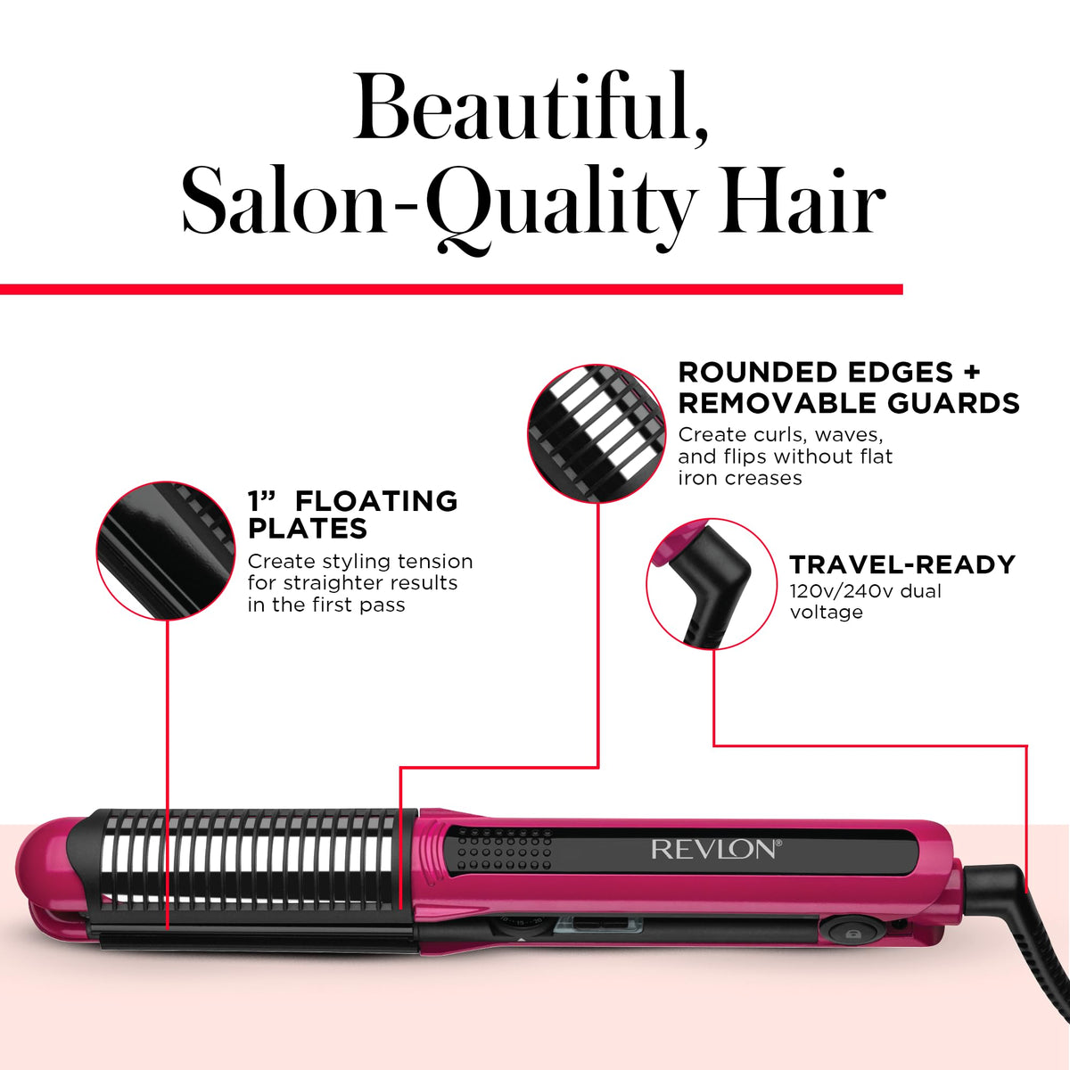 REVLON Perfect Match Flat Iron heat settings up to 430°F for customization