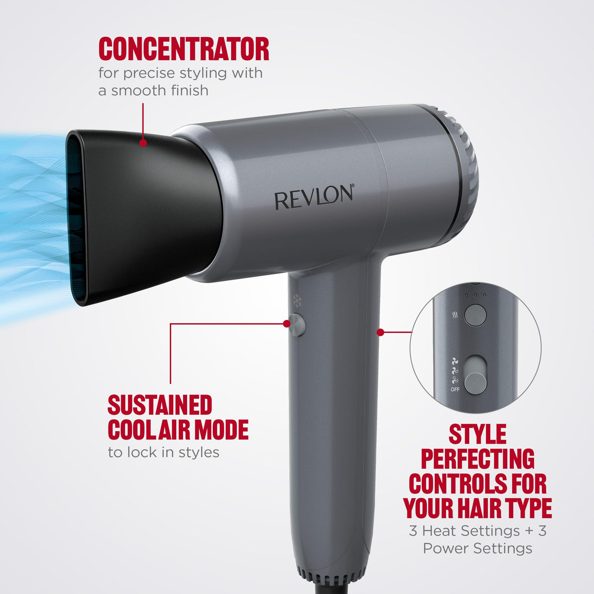 REVLON PowerMove diffuser attachment to define curls and waves