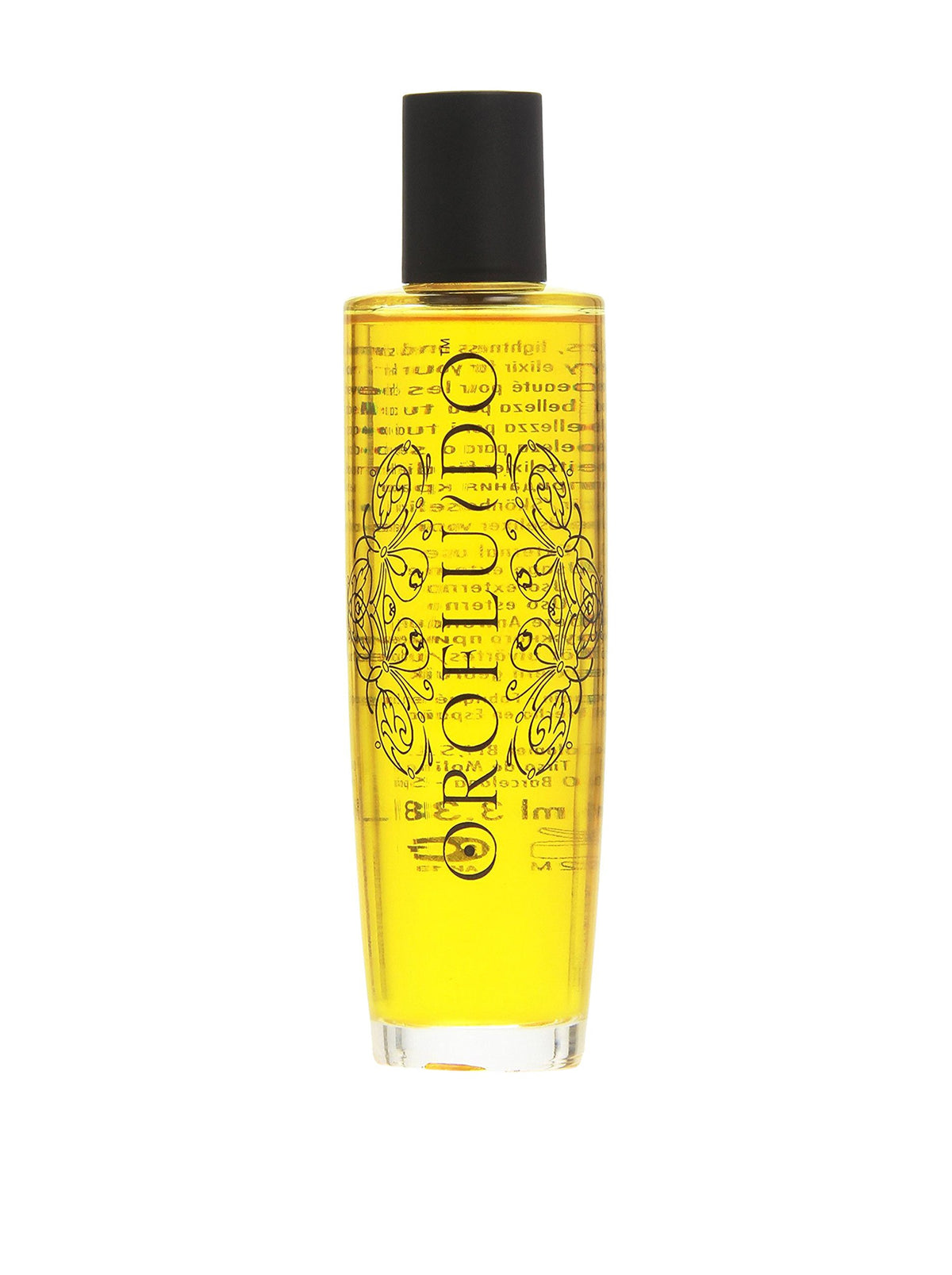 REVLON Professional Orofluido Control Frizzing Elixir bottle showcases shine and detangling benefits.