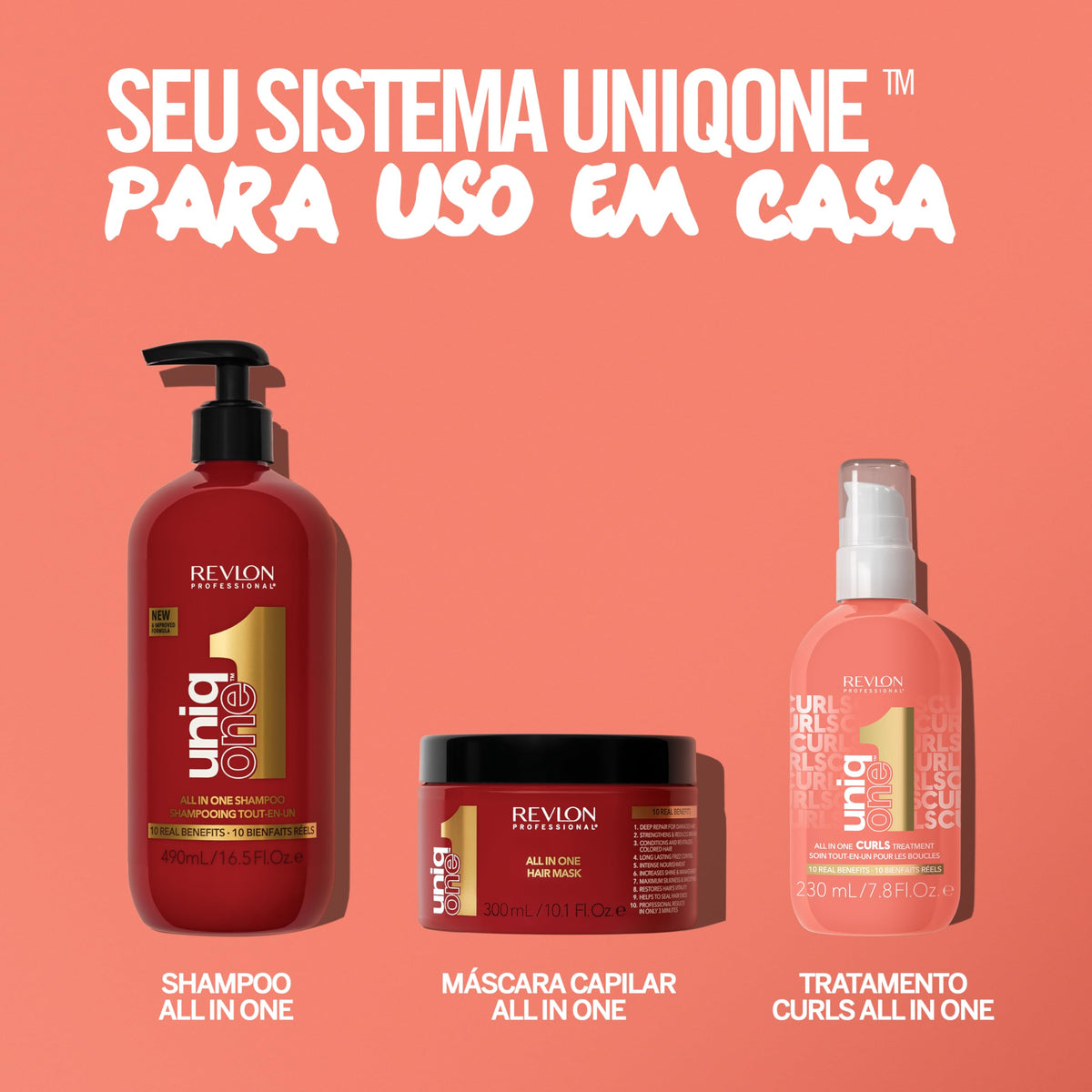 REVLON PROFESSIONAL UniqOne Curls texture highlights defined, bouncy curls with lightweight hold.