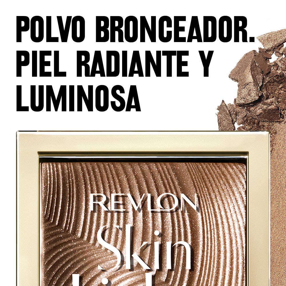 Revlon Skinlights Prismatic Bronzer brush-application demonstrates precise contour and seamless finish.