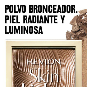 Revlon Skinlights Prismatic Bronzer brush-application demonstrates precise contour and seamless finish.