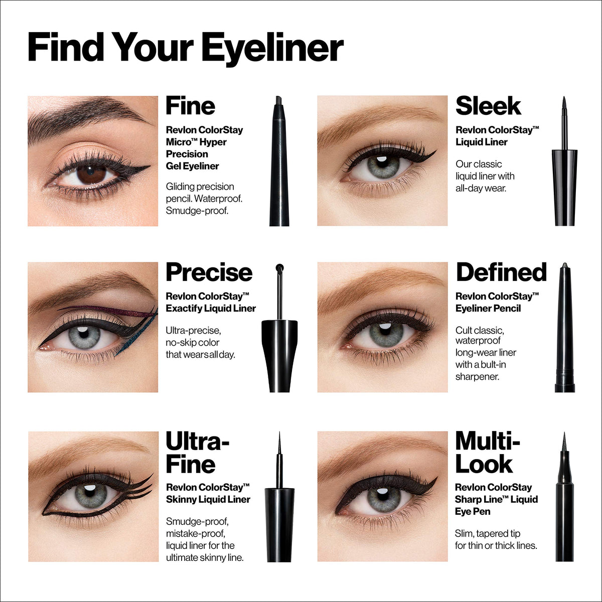 REVLON Skinny Liquid Eyeliner waterproof and smudge-proof finish.