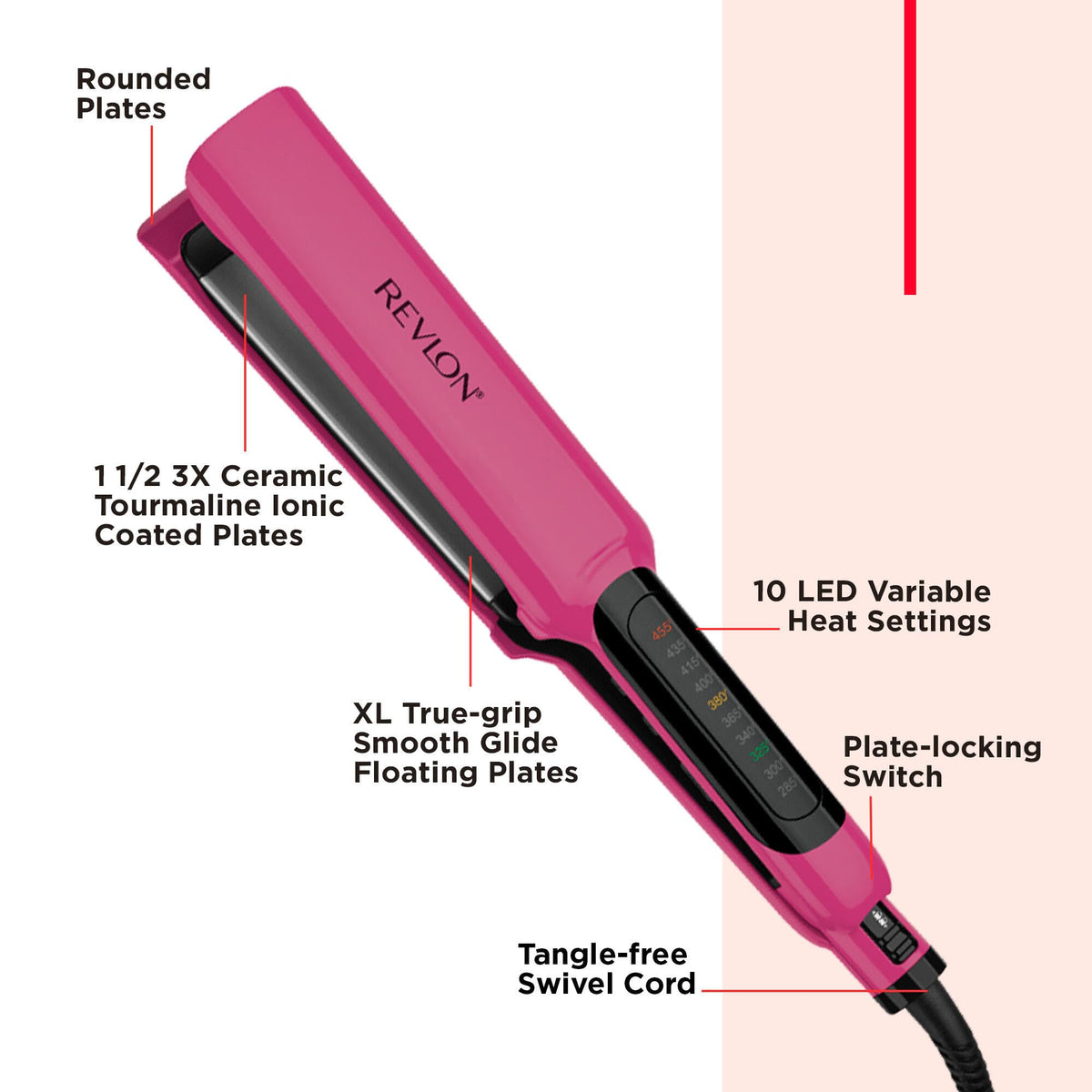 REVLON Smooth Brilliance high heat and LED settings for precise control