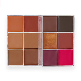 Revolution Everything Base Icon Palette close-up reveals creamy textures for smooth application.